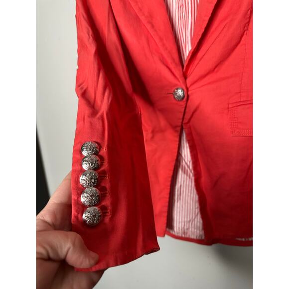 VERONICA BEARD Melon Red Linen Blend Sedgwick Dicky Jacket Blazer Size 2 - Picture 9 of 16